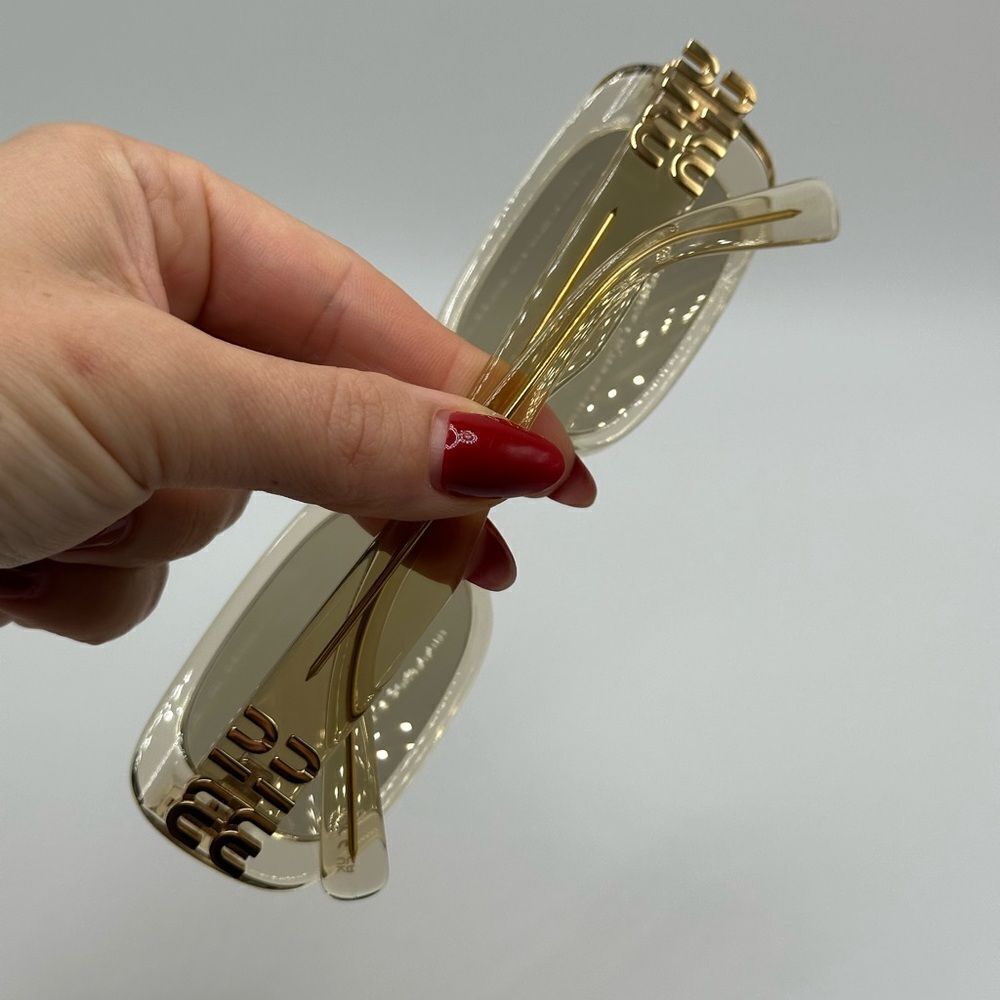 MIU MIU Sunglasses MU08ZS 11T40F Sand Transparent/Dark Brown Women NEW - Picture 10 of 13